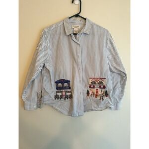 VTG Bechamel Women's Top Petites Size PM Embroidered Cat Design 3/4 Sleeve 90s